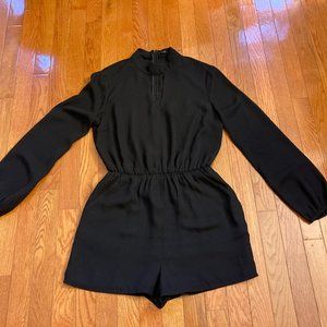 Small Black Lucca Peephole Romper with Elastic waistband